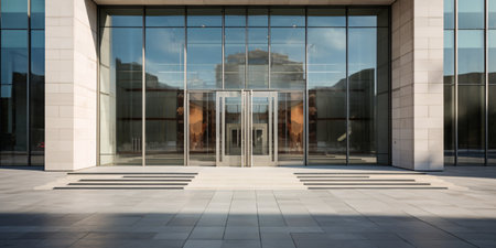 Contemporary structure with current entrances.の素材