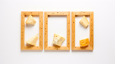 Cheese displayed on a blank backdrop.の素材