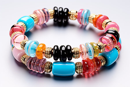 A lovely beaded necklace, isolated on white, for adornment.の素材