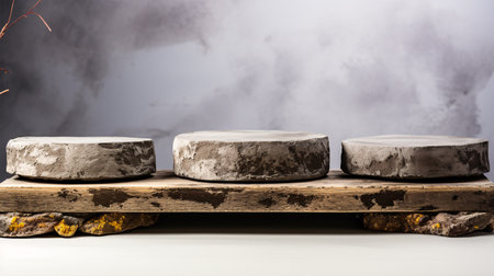 Decorative concrete stands isolated against a white backdrop.の素材