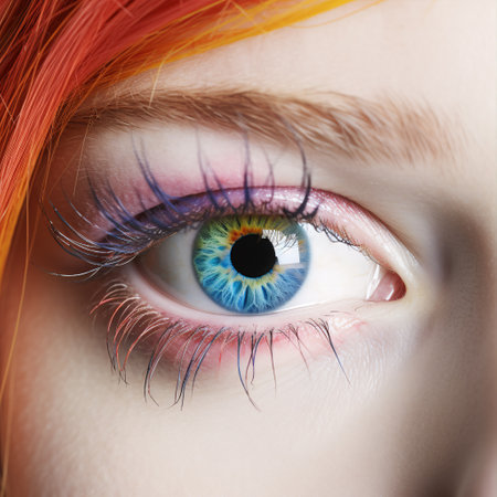 Zoom-In On The Studied Pupils Of A Dye-Jobbed Maiden.の素材