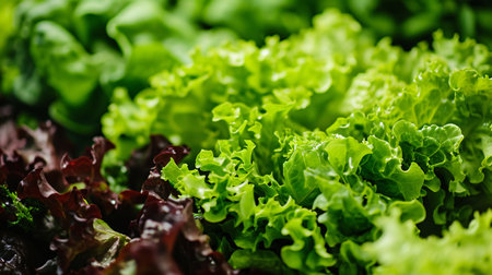 Glimpse of verdant salad components.の素材