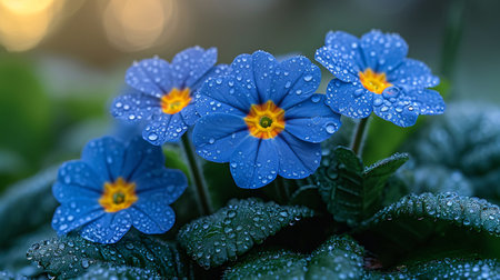 Floral photo of a blue ball primrose (primula denticulata).の素材