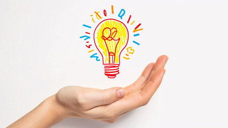 Idea and concept symbol isolated on white background.の素材