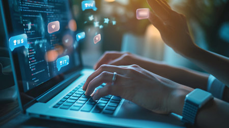 Utilizing digital marketing strategies to engage with online communities, foster connections, and boost sales through the use of social media platforms.の素材