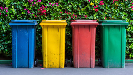 Recycling containers at a waste management facility.の素材