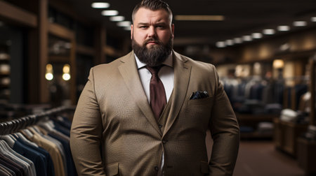 A manager of larger size, looking directly into the camera with confidence.の素材