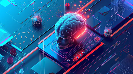 3D representation of artificial intelligence in the fields of STEM and commerce with EPS 10 format.の素材