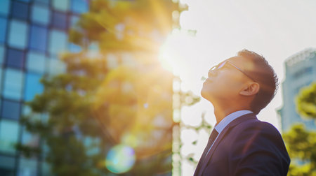 Entrepreneur gazing at sunshine.の素材