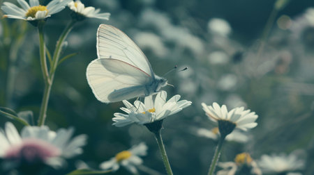 A butterfly perched atop a blossom.の素材