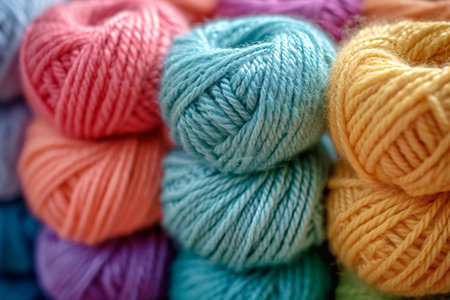 Multicolored thread formed into numerical figures.の素材
