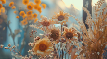 Faded dried blooms retro idea.の素材