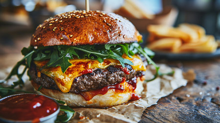 Tasty Burger Sandwich with Molten Cheese.の素材
