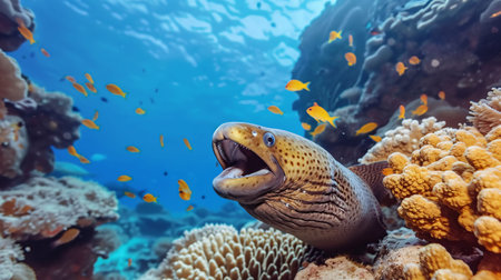 Red Sea Eilat's Mooray lycodontis undulatus.の素材