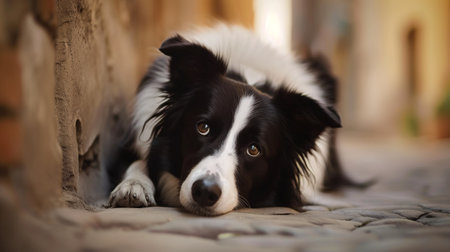 Gorgeous border collie canine Alert.の素材