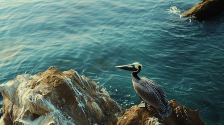 A seabird and the sea.の素材