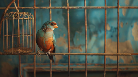 Captive avian anticipating arrival of food provider.の素材