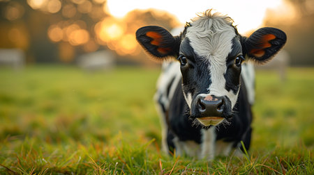 Vibrant bovine on contemporary ranch.の素材