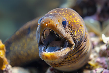 Red Sea Eilat Israel hosts the lycodontis undulatus, also known as moray eel.の素材
