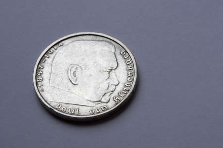 Macro German coin  Hindenburg silver coin made in the second world war  2 mark の写真素材
