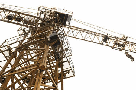 The tower cranes are running in the air の写真素材