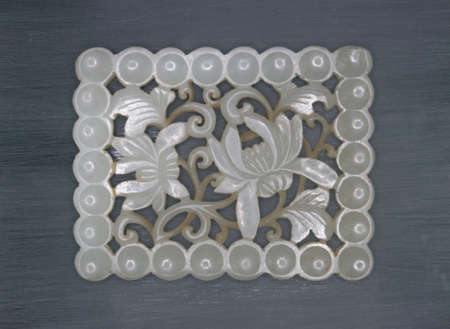 19th century jade peony flower. Peony is symbol of riches in chinese traditional cultures.の写真素材