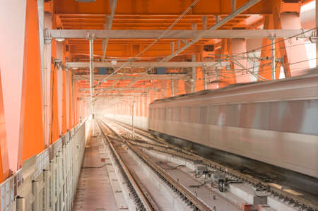railway track on a bridgeの写真素材