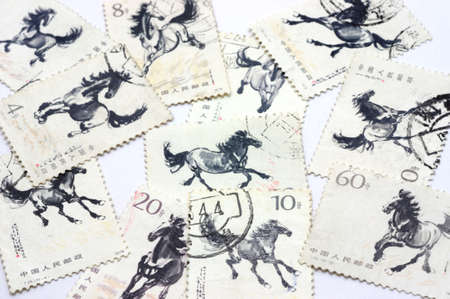CHINA - CIRCA 1978: A stamp printed running horse, circa 1978. This traditional Chinese painting was painting by outstanding paintings masters Xu Beihong.の写真素材