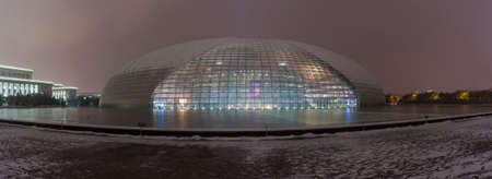 National Centre for the Performing Arts in a snowy night.のeditorial素材