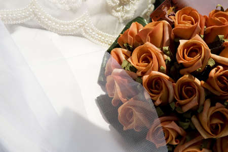 A bouquet of orange rosesの写真素材