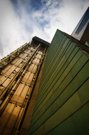 A colored futuristic palace in Madrid grow in the skyの写真素材