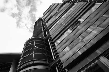 A black and white moder palace in Madridの写真素材