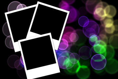 Three photos isolated on a colored background