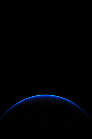 The blue atmosphere of the earth illuminated by the sun