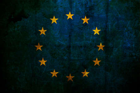 Grunge and burned flag of Europen communityの写真素材