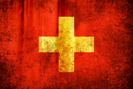 An old grunge flag of Switzerland stateの写真素材