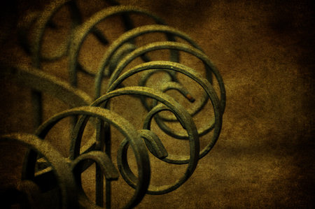 A grunge old rusted yellow metal gratingの写真素材