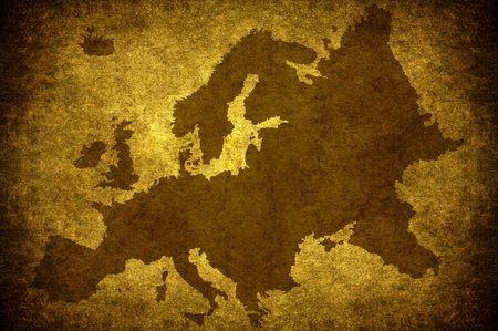 A grunge yellow map uf the Europeの写真素材