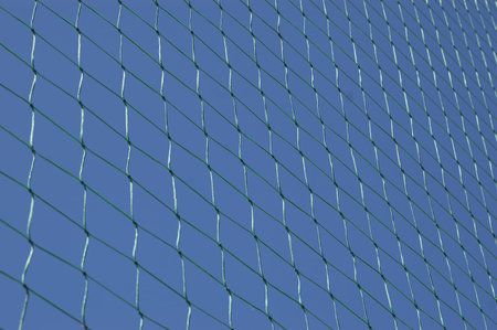 A green net with a blue sky in backround
