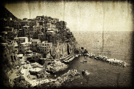 A dirty grunge image of Manarola in Cinque Terre - Italyの写真素材