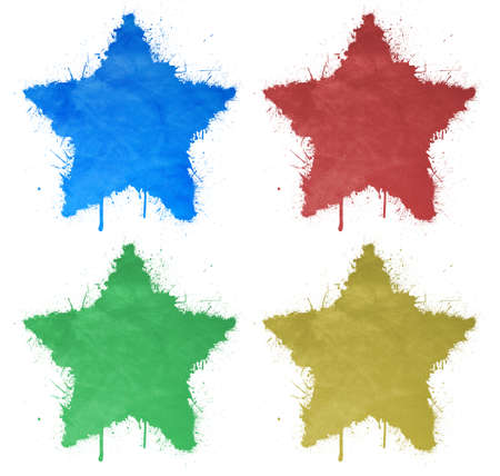 Four colored stars isolated on a white backgroundの写真素材