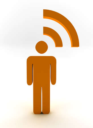 Head of a man is the point of the wifi symbolの写真素材