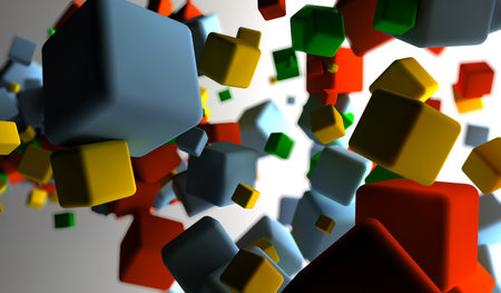 Abstract background with many colored cubes 