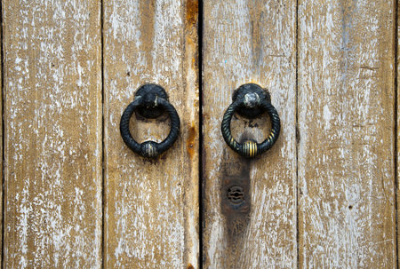 A rusted old door of a garage