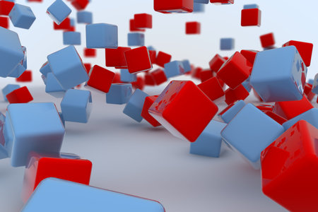 Abstract background with many colored cubes の写真素材