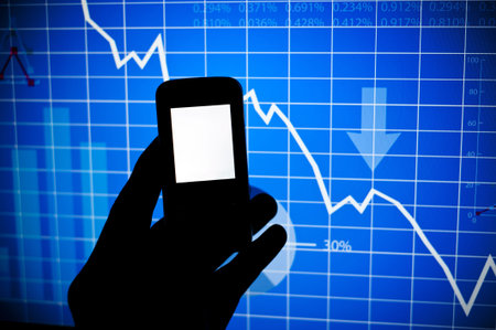 illustrations of graphs and business elements on a monitor