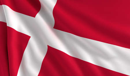 A flag of Denmark in the windの写真素材