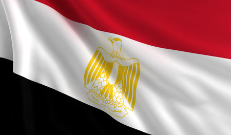 A flag of Egypt in the wind