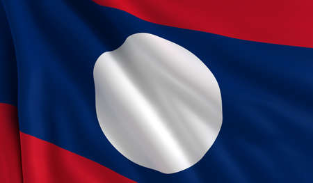 A flag of Laos in the windの写真素材