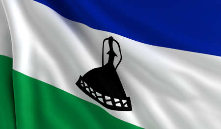 A flag of Lesotho in the windの写真素材